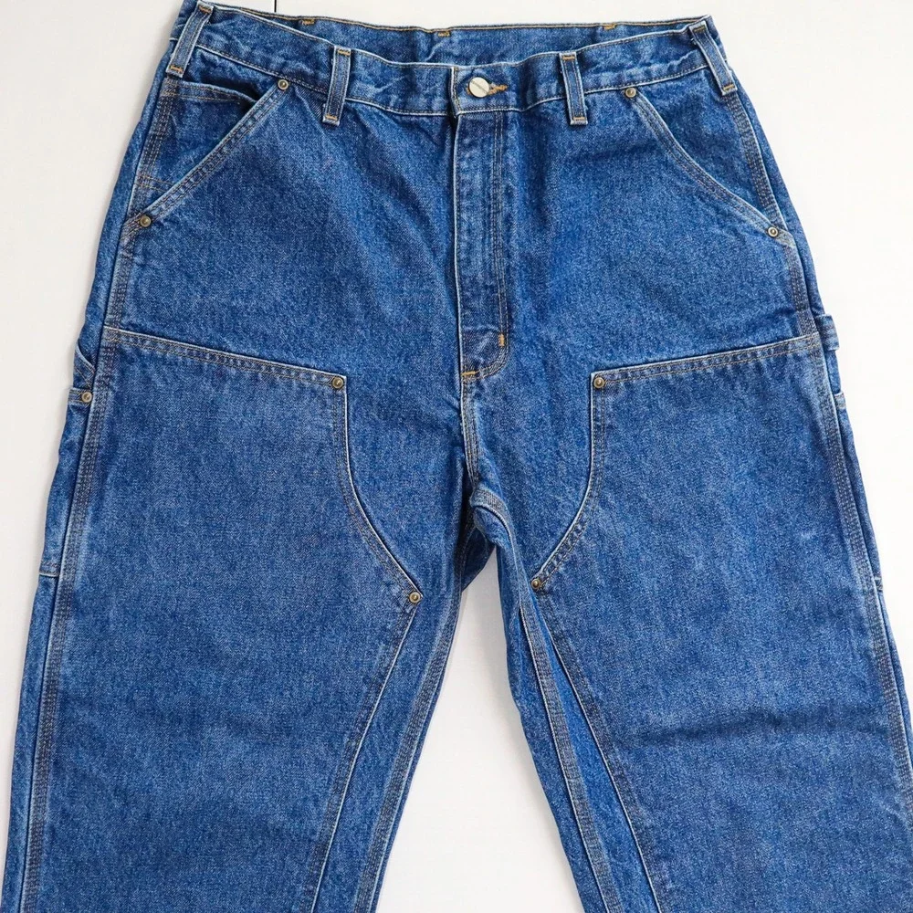 Vintage Carhartt B73 DST Double Knee Denim Work Pants Jeans 36x34 Made In Mexico